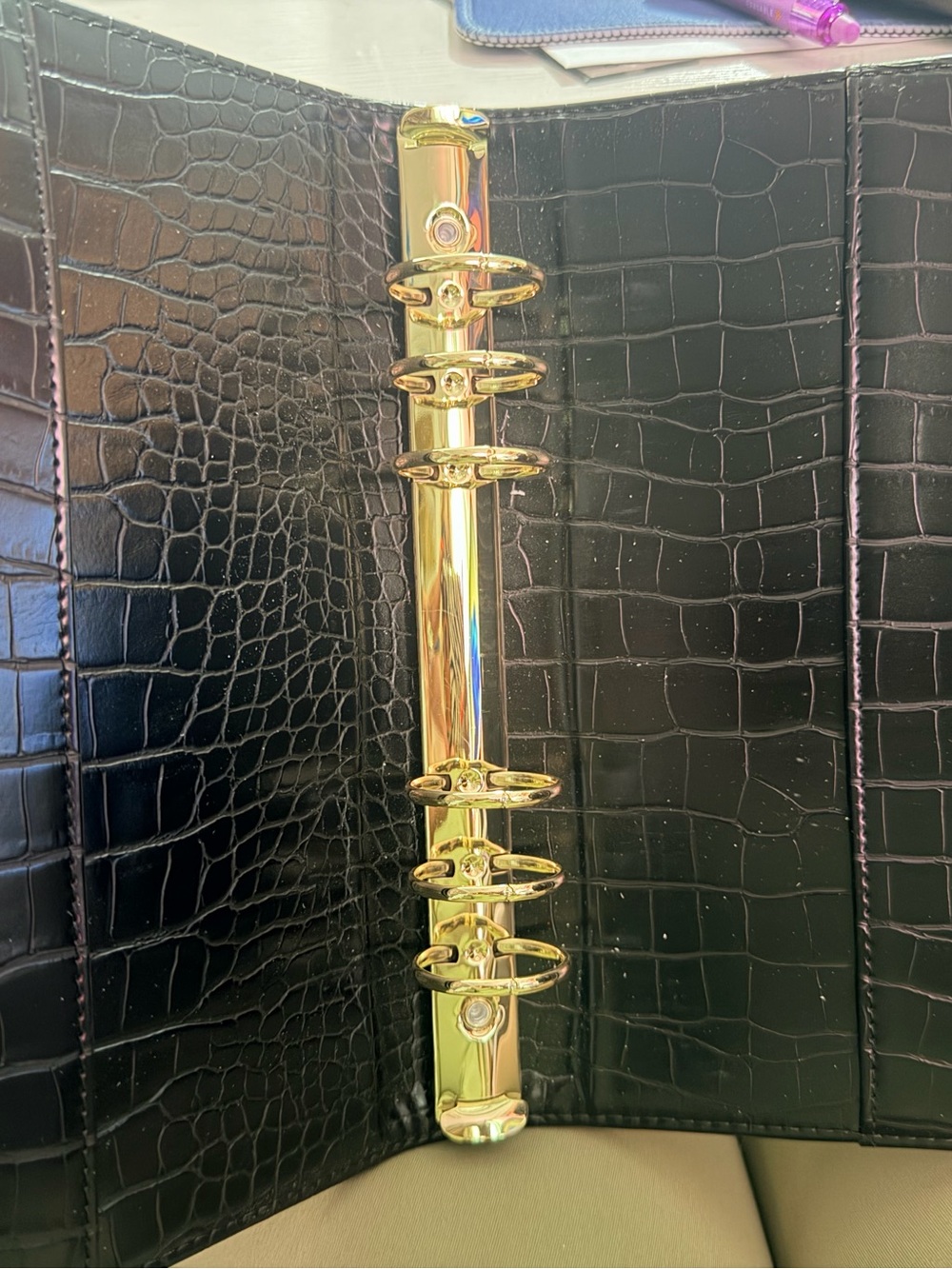 Croc-Embossed Leather binder - Picture 2 of 2